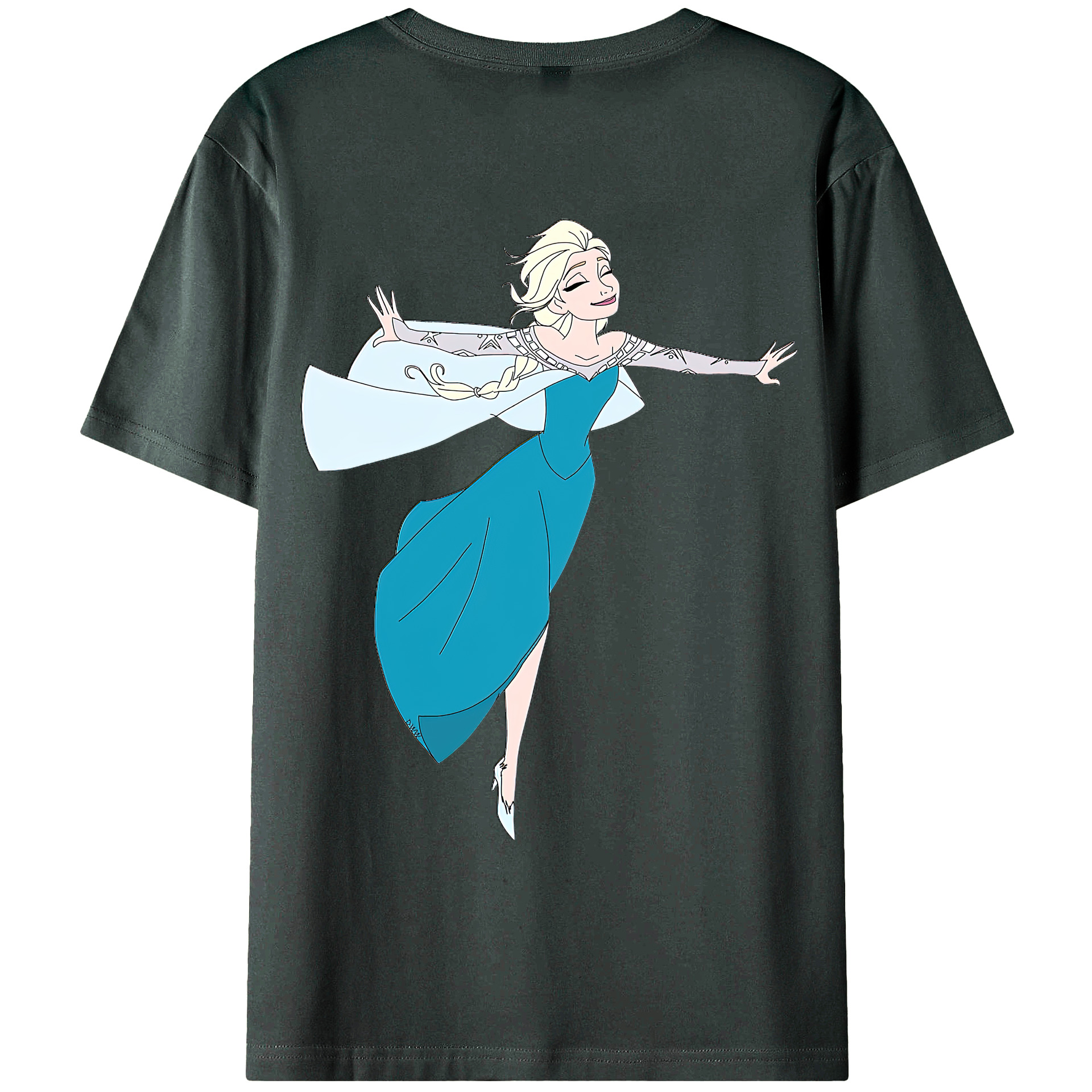 （画像用） アナと雪の女王 アンナ エルサ Frozen Anna Elsa 綿100％ メンズ半袖Tシャツ（バックプリント） 通気性